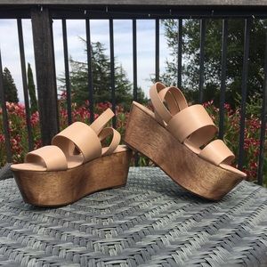 Tan platform heel sandal